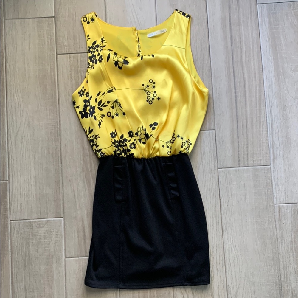 Must Have Yellow and Black Floral Dress - Women’s Small